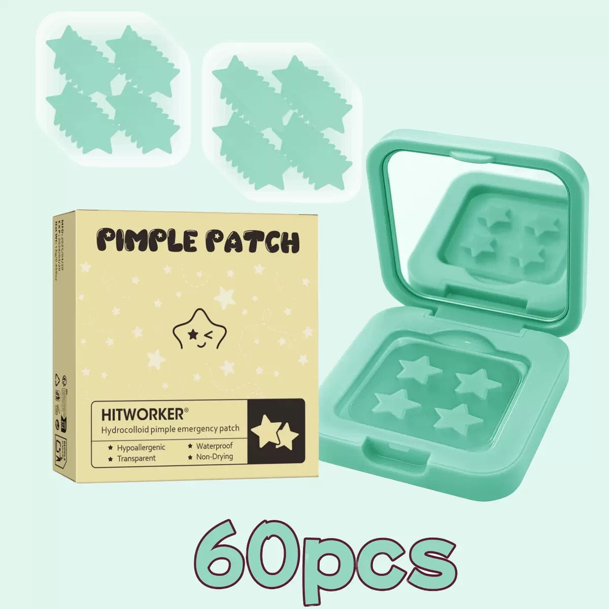 Hydrocolloid Star Acne Patches with Mirror Case