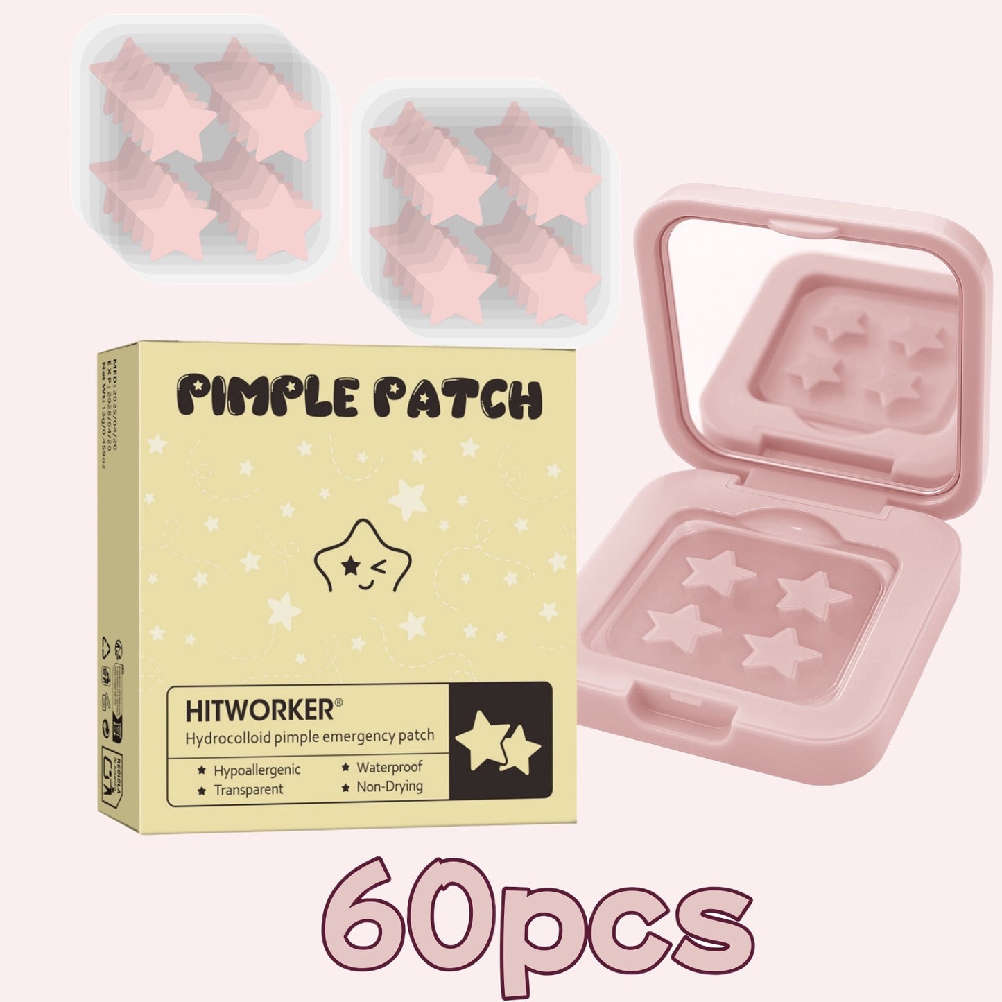 Hydrocolloid Star Acne Patches with Mirror Case