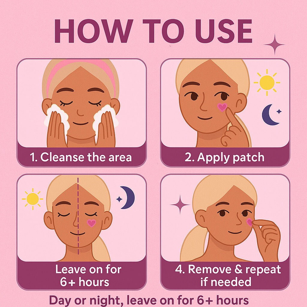 Sweet & Edgy Black-Pink Heart Pimple Patches – Cute, Gentle on Skin