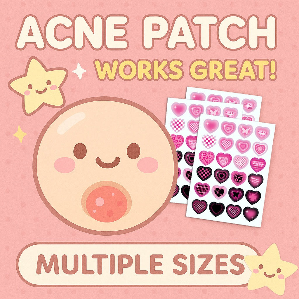Sweet & Edgy Black-Pink Heart Pimple Patches – Cute, Gentle on Skin