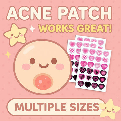 Sweet & Edgy Black-Pink Heart Pimple Patches – Cute, Gentle on Skin