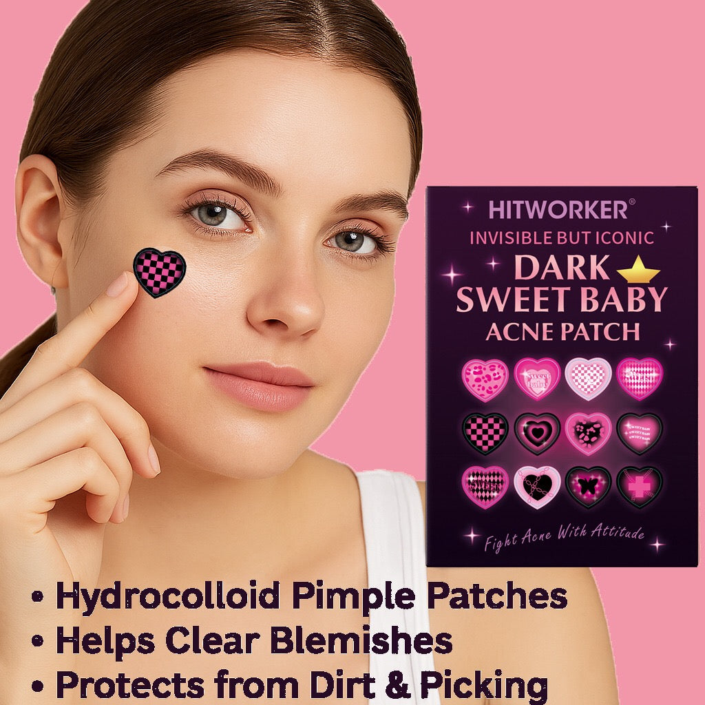 Sweet & Edgy Black-Pink Heart Pimple Patches – Cute, Gentle on Skin